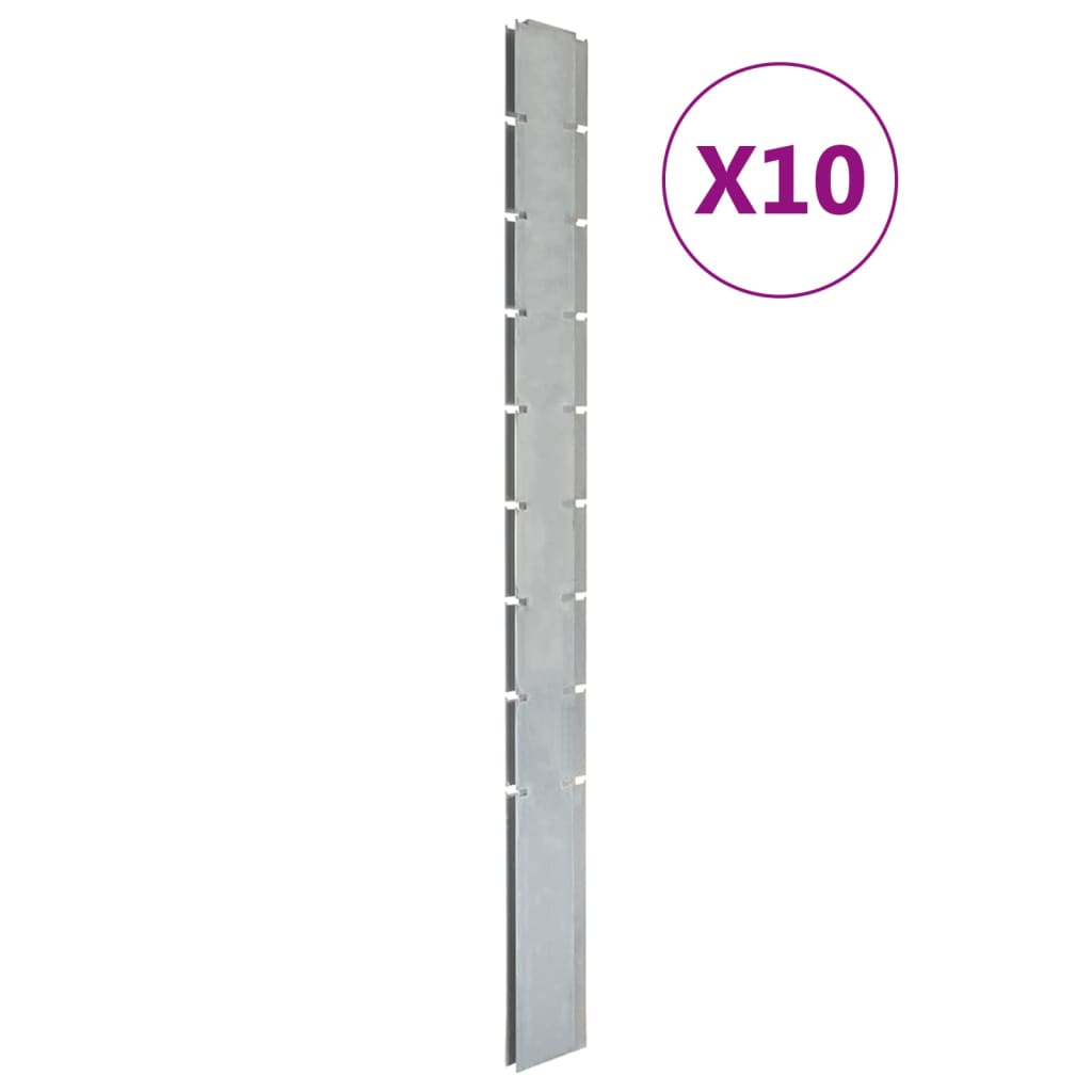 vidaXL Garden Fence Posts 10 pcs Silver 220 cmåÊGalvanised Steel