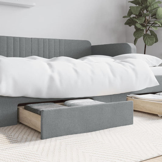 vidaXL Bed Drawers 2 pcs Light Grey Engineered Wood and Fabric