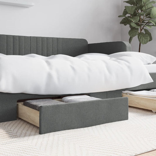 vidaXL Bed Storage Drawers 2 pcs Dark Grey Engineered Wood and Fabric