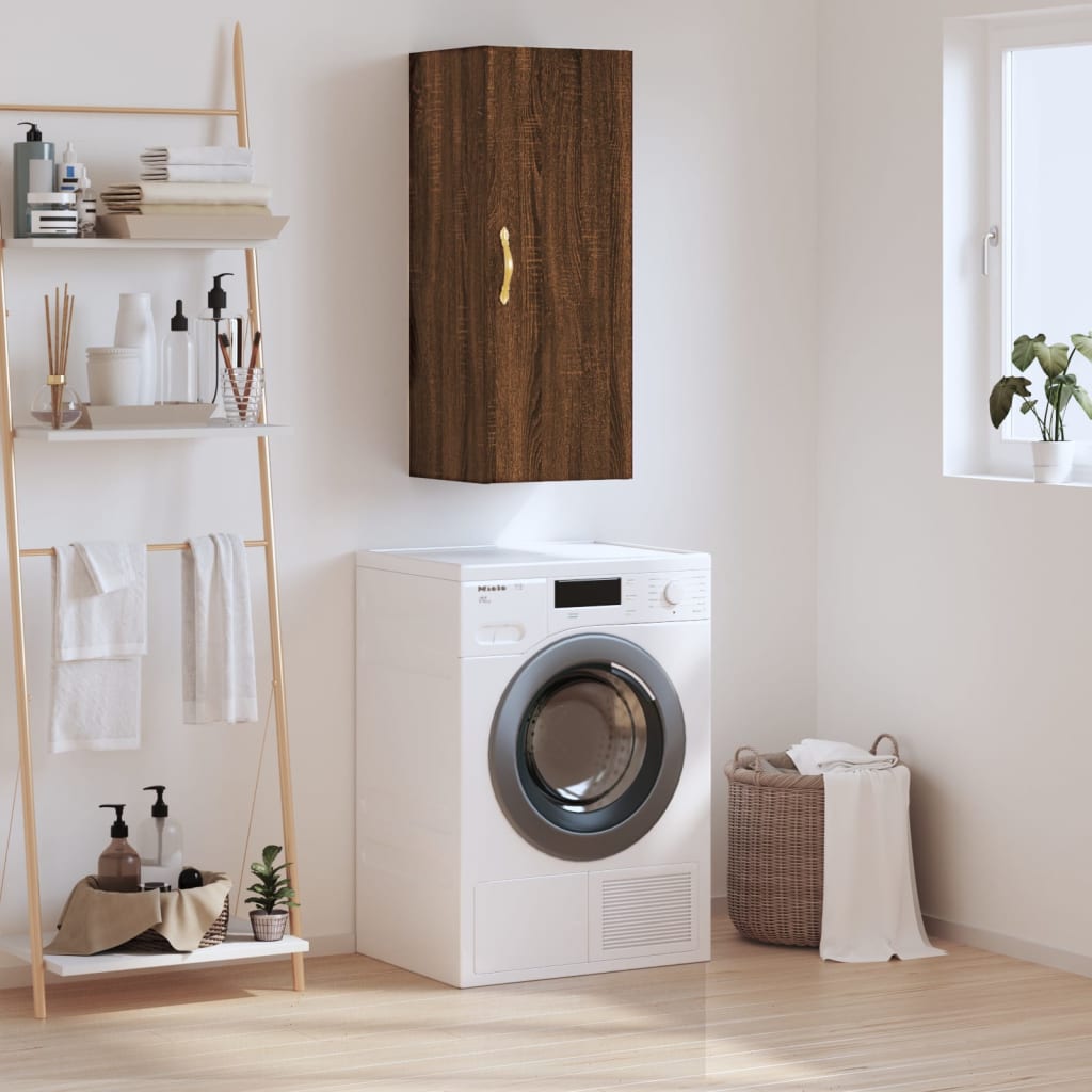 vidaXL Wall Mounted Cabinet Brown Oak 34.5x34x90 cm