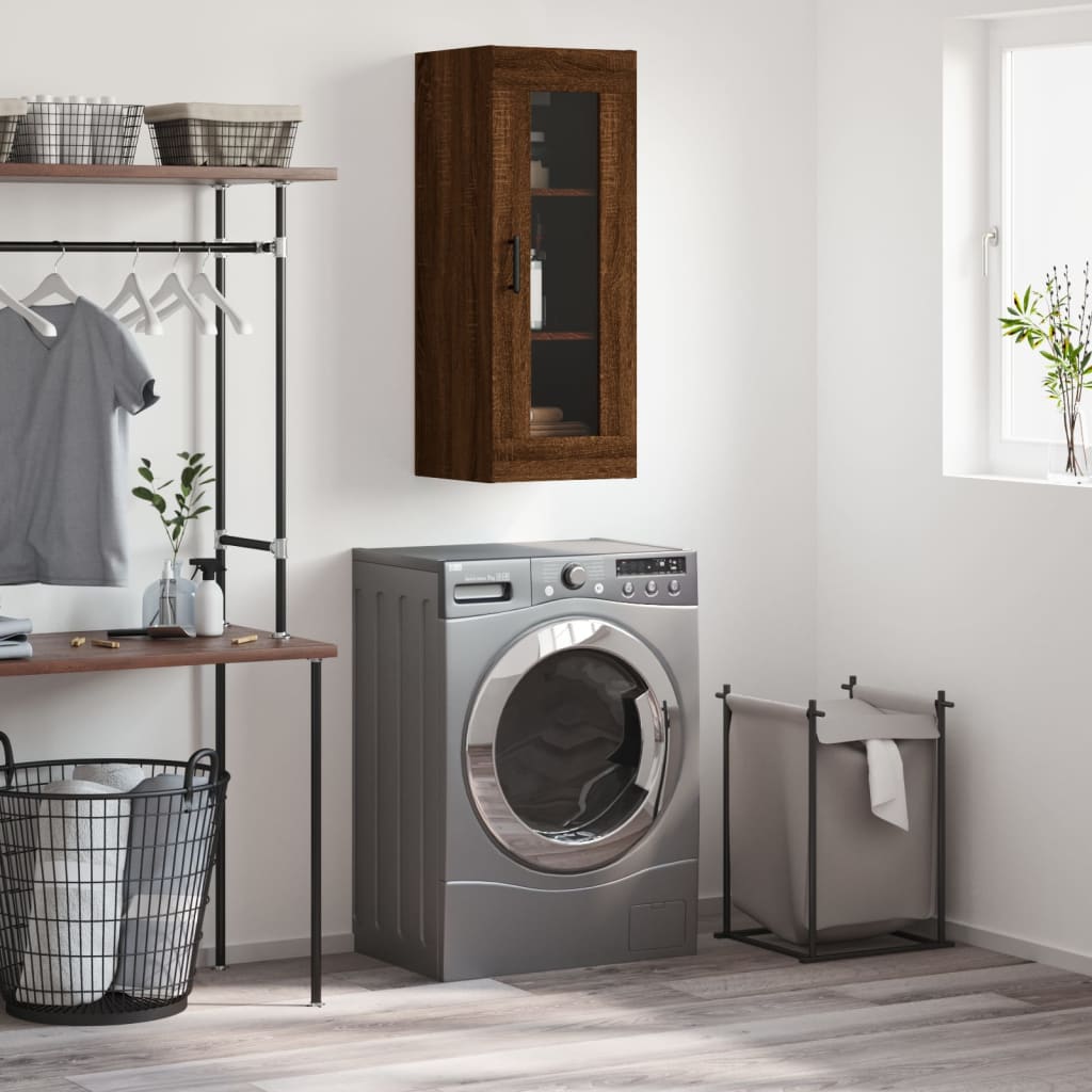 vidaXL Wall Mounted Cabinet Brown Oak 34.5x34x90 cm