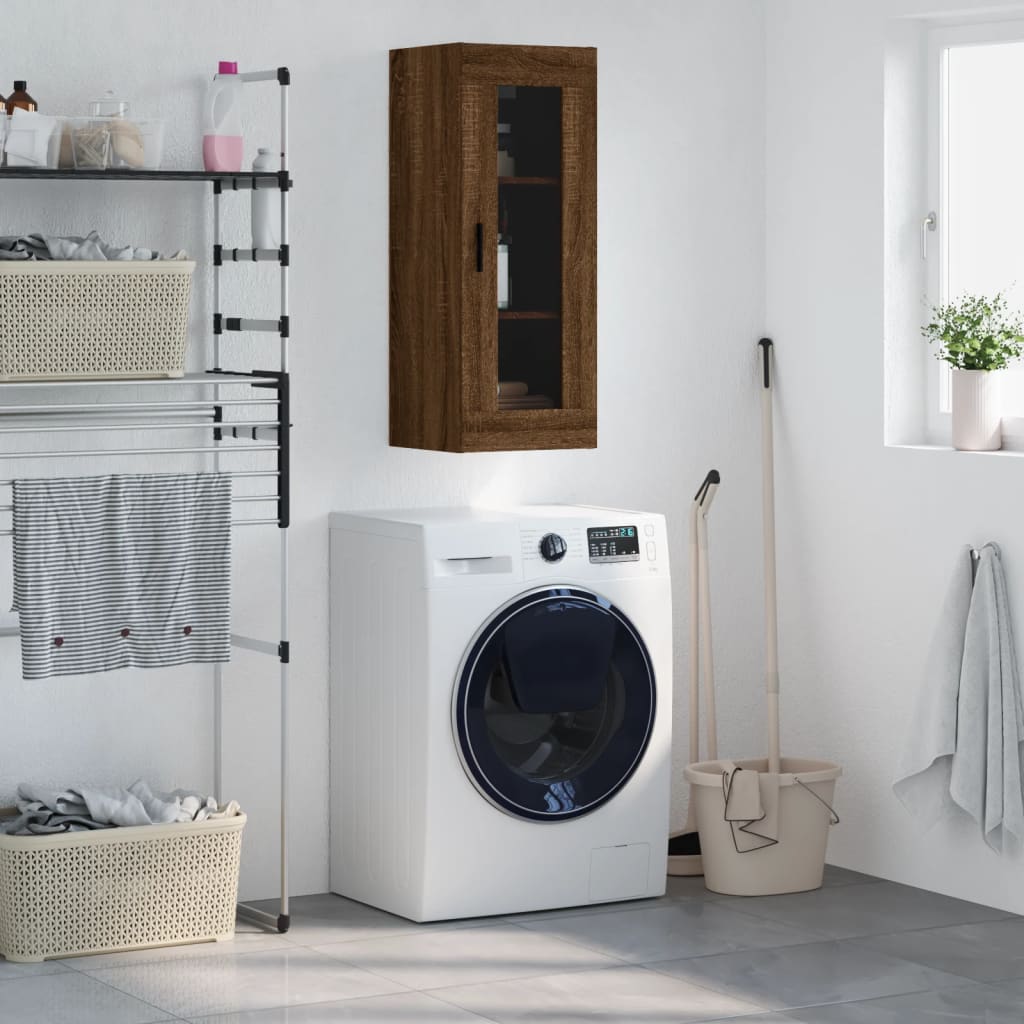 vidaXL Wall Mounted Cabinet Brown Oak 34.5x34x90 cm