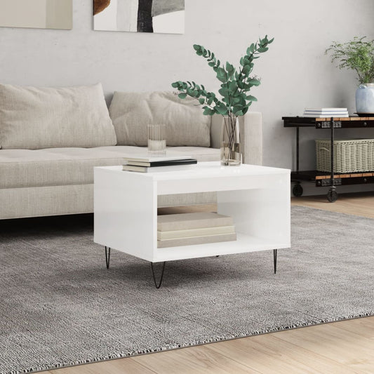 vidaXL Coffee Table High Gloss White 60x50x40 cm Engineered Wood