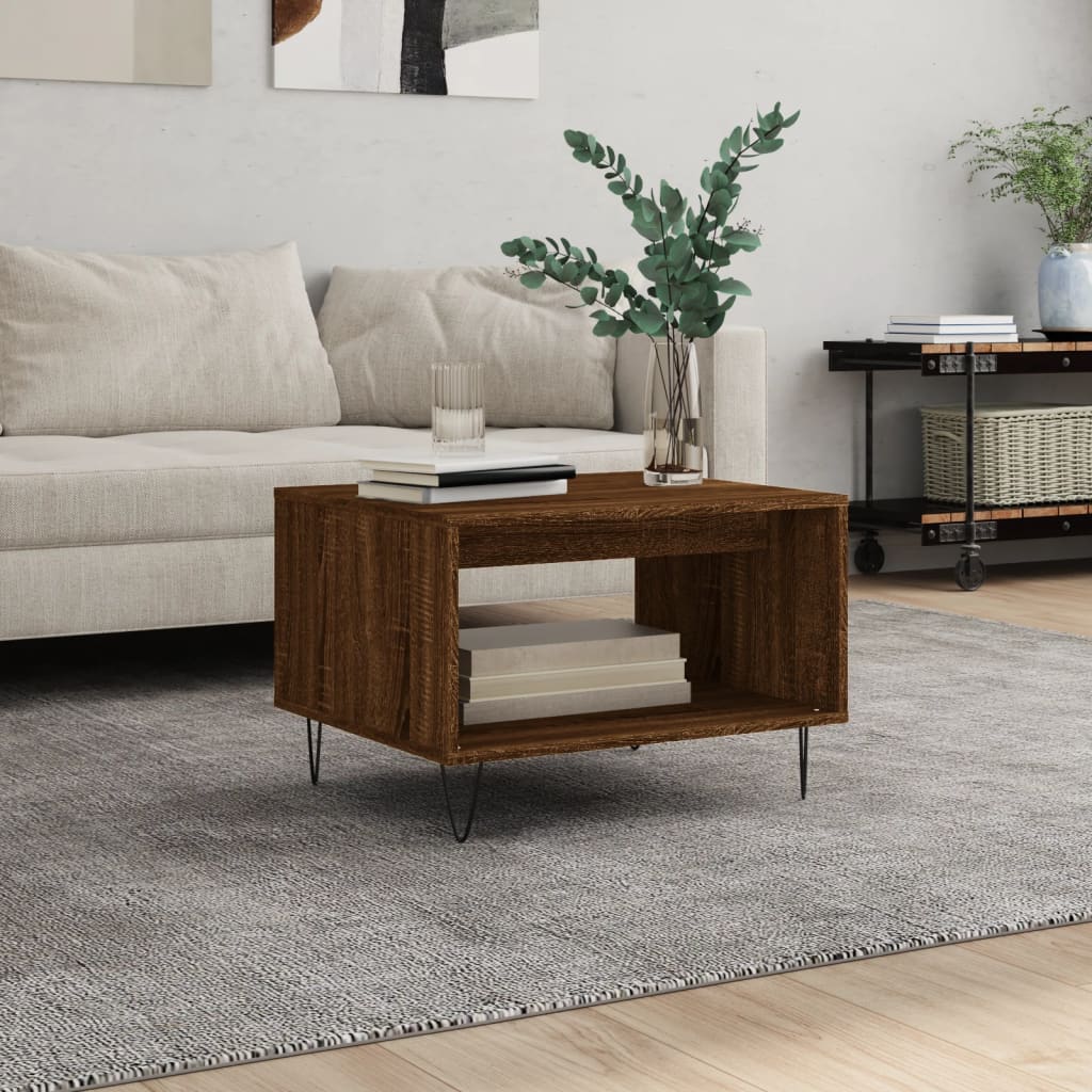 vidaXL Coffee Table Brown Oak 60x50x40 cm Engineered Wood
