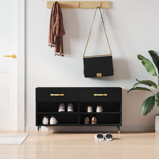 vidaXL Shoe Bench Black 102x35x55 cm Engineered Wood