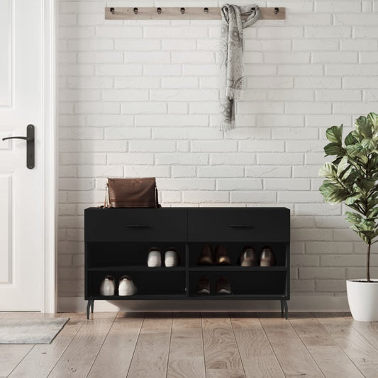 vidaXL Shoe Bench Black 102x35x55 cm Engineered Wood