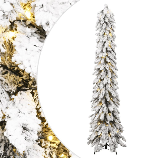 vidaXL Artificial Pre-lit Christmas Tree with 130 LEDs and Flocked Snow 210 cm
