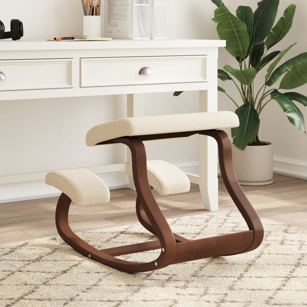 vidaXL Kneeling Chair Cream 48x71x51 cm Birch Plywood