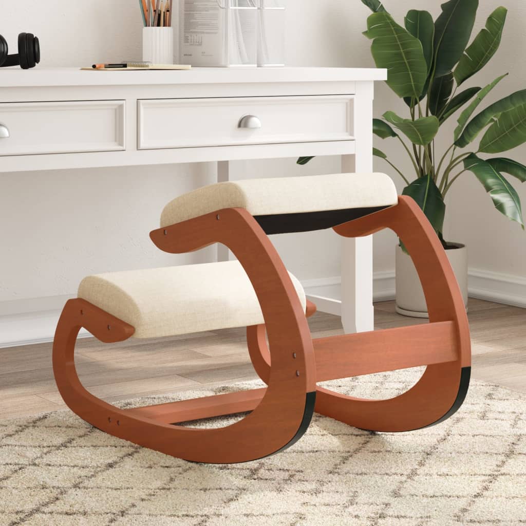 vidaXL Kneeling Chair Cream 55x84x55 cm Birch Plywood