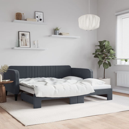 vidaXL Daybed with Trundle Dark Grey 90x190 cm Velvet