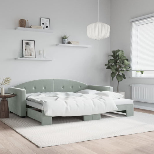 vidaXL Daybed with Trundle Light Grey 90x190 cm Velvet