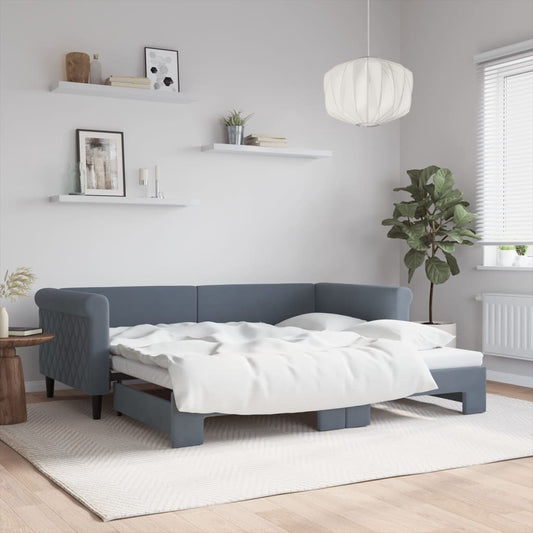 vidaXL Daybed with Trundle Dark Grey 90x190 cm Velvet