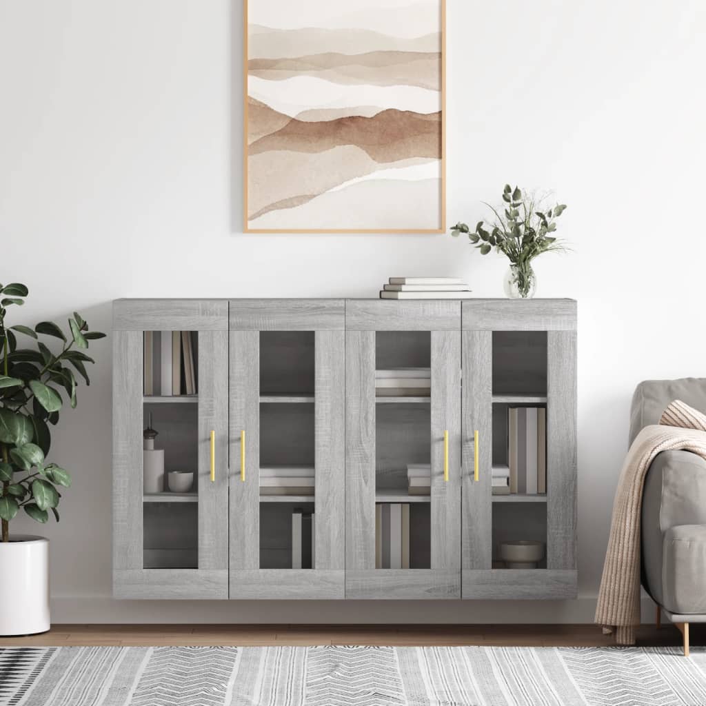 vidaXL Wall Mounted Cabinets 2 pcs Grey Sonoma Engineered Wood