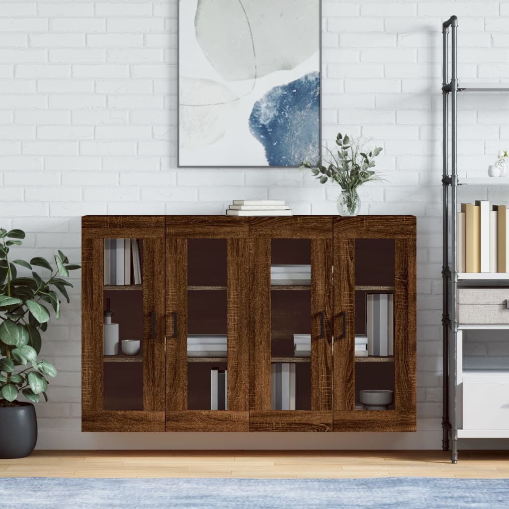 vidaXL Wall Mounted Cabinets 2 pcs Brown Oak Engineered Wood