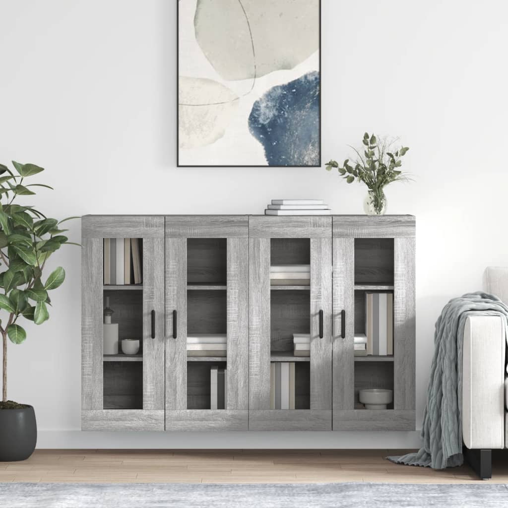 vidaXL Wall Mounted Cabinets 2 pcs Grey Sonoma Engineered Wood