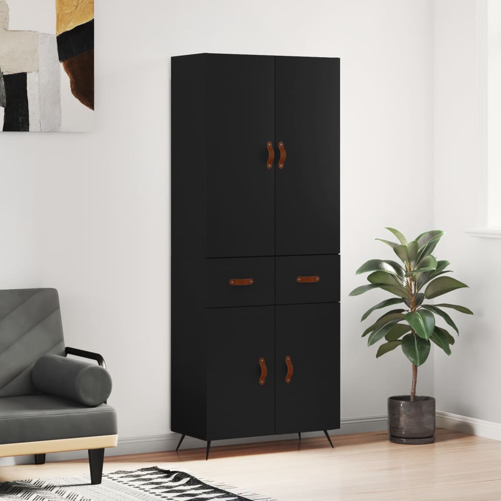 vidaXL Highboard Black 69.5x34x180 cm Engineered Wood
