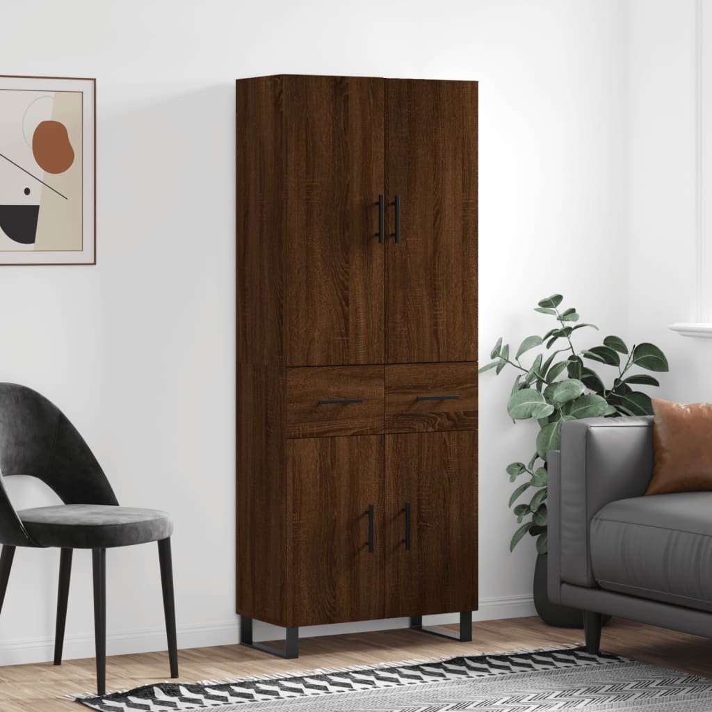 vidaXL Highboard Brown Oak 69.5x34x180 cm Engineered Wood