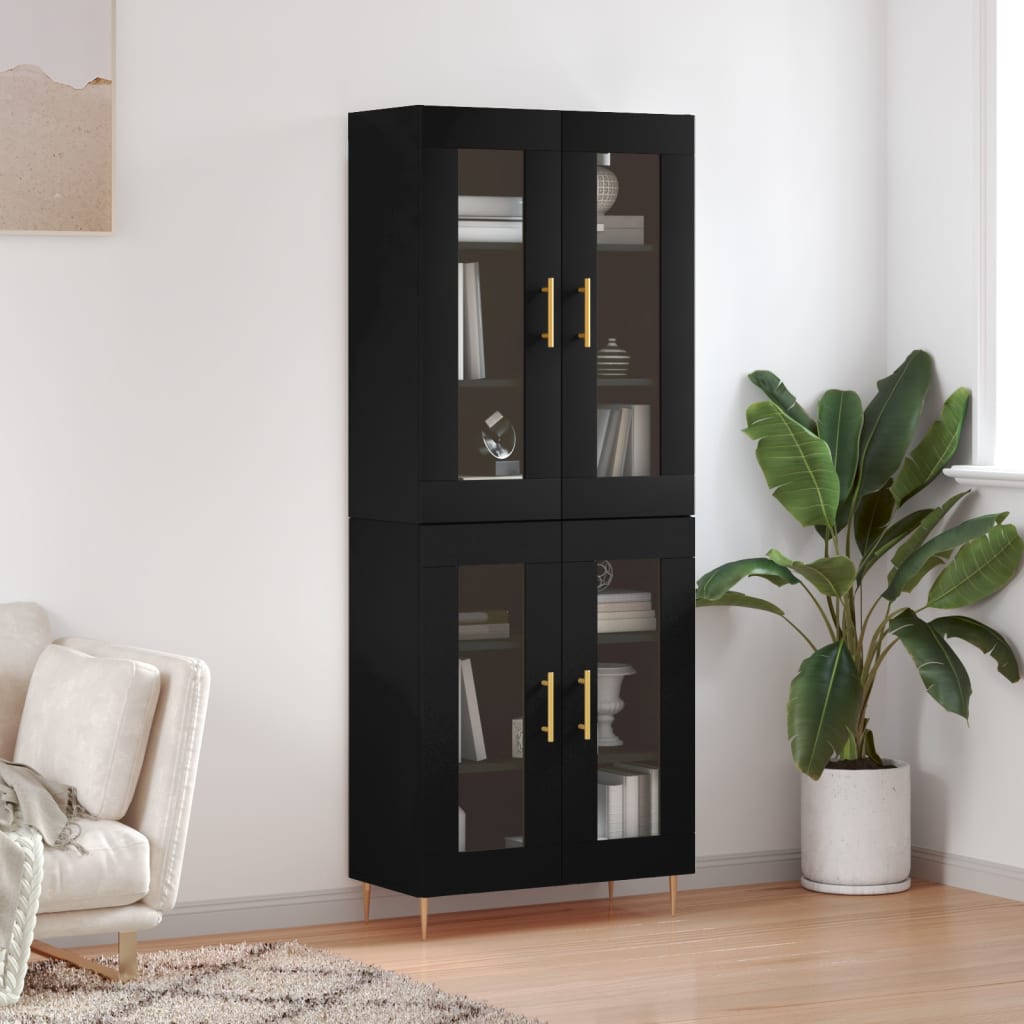 vidaXL Highboard Black 69.5x34x180 cm Engineered Wood