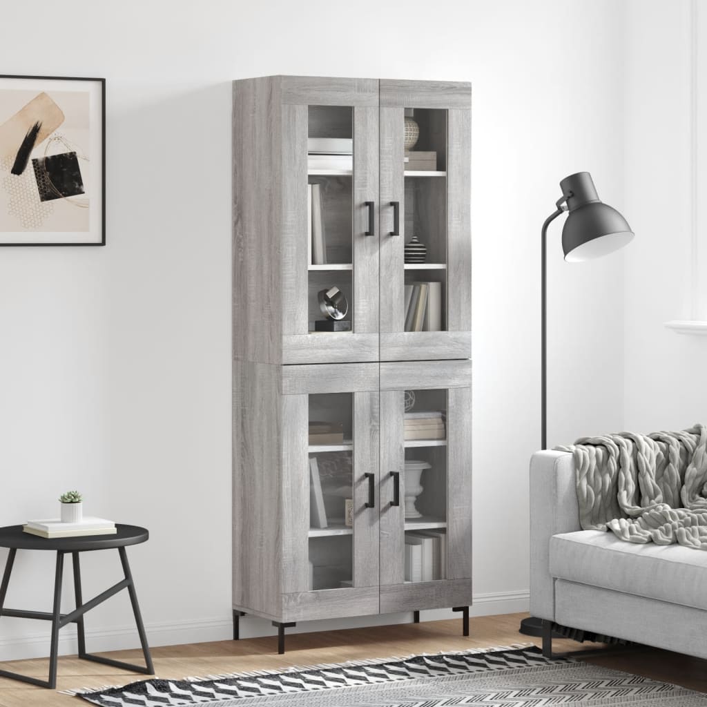 vidaXL Highboard Grey Sonoma 69.5x34x180 cm Engineered Wood