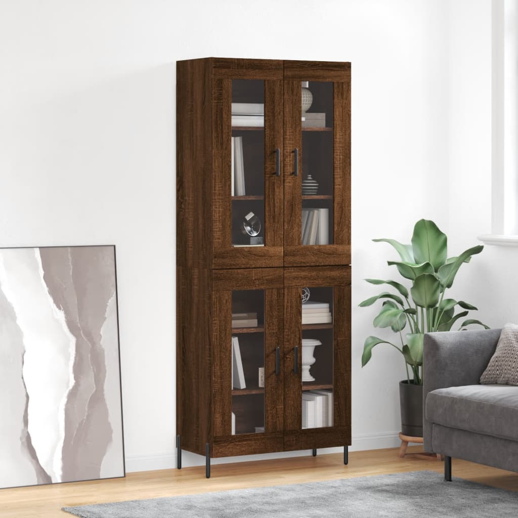 vidaXL Highboard Brown Oak 69.5x34x180 cm Engineered Wood