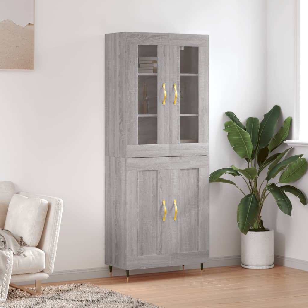 vidaXL Highboard Grey Sonoma 69.5x34x180 cm Engineered Wood