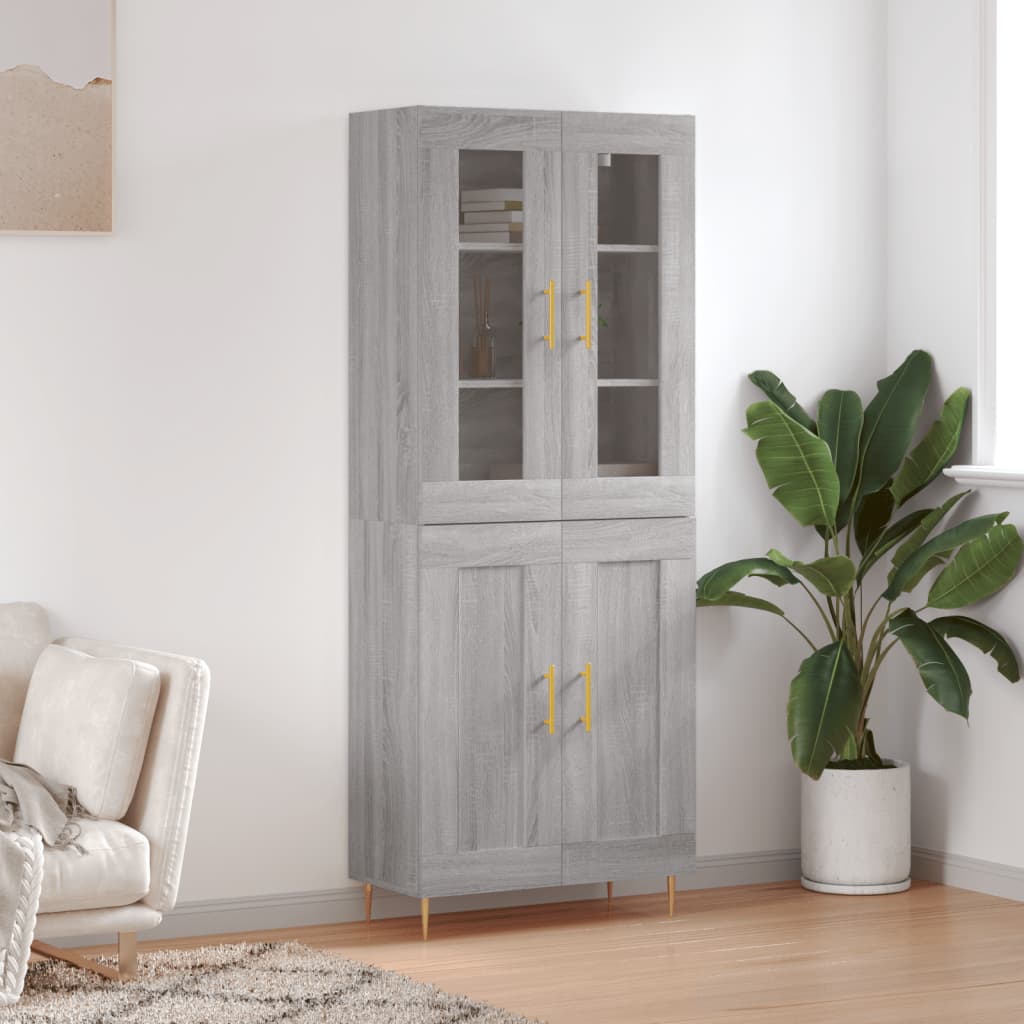 vidaXL Highboard Grey Sonoma 69.5x34x180 cm Engineered Wood