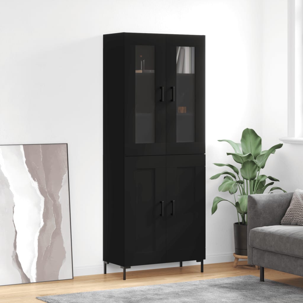vidaXL Highboard Black 69.5x34x180 cm Engineered Wood