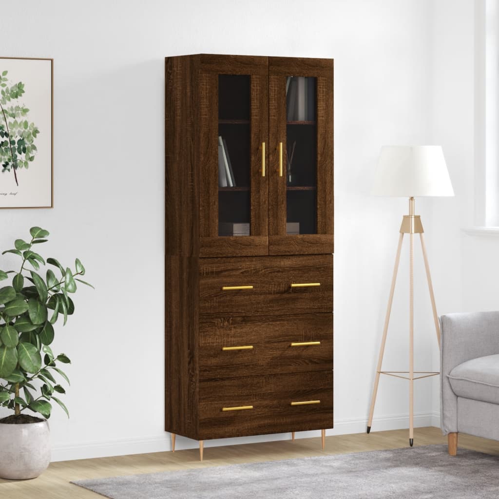 vidaXL Highboard Brown Oak 69.5x34x180 cm Engineered Wood