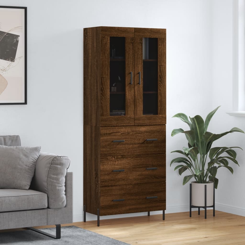 vidaXL Highboard Brown Oak 69.5x34x180 cm Engineered Wood