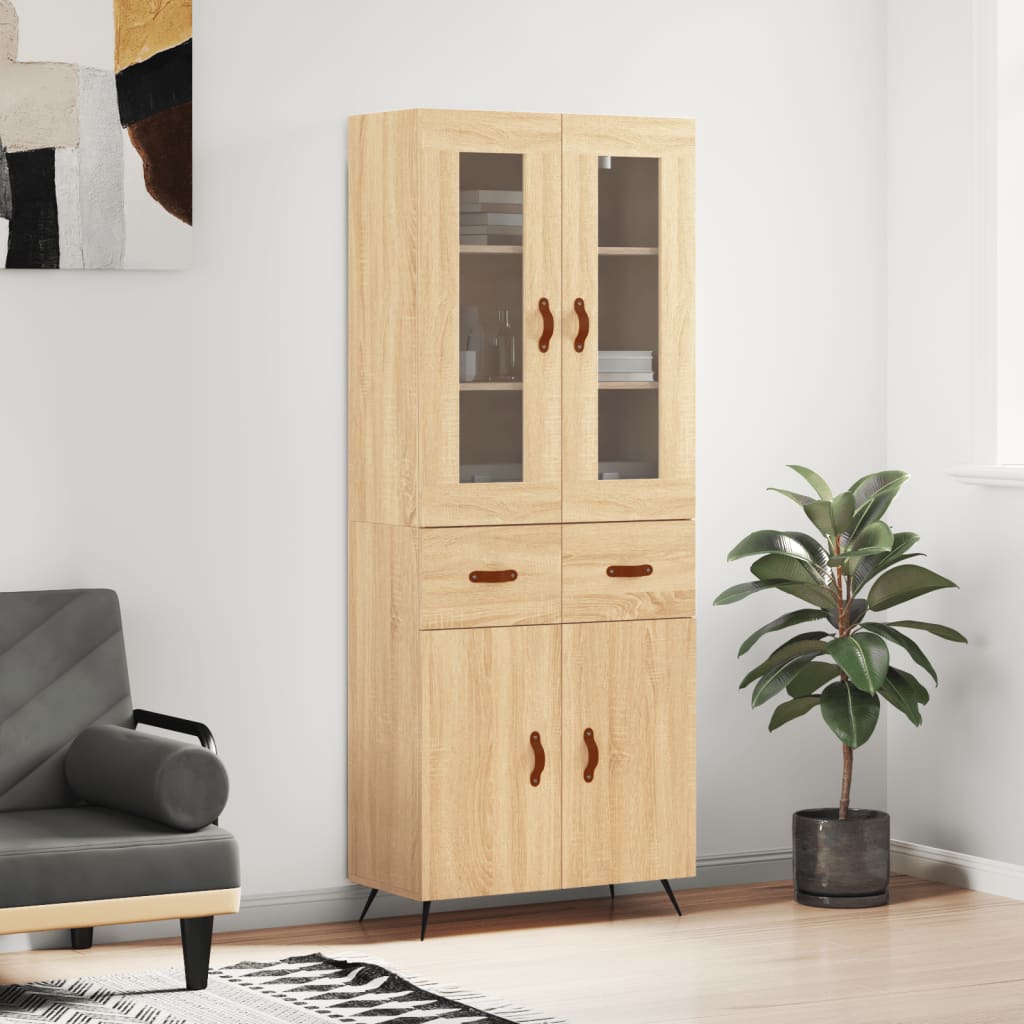 vidaXL Highboard Sonoma Oak 69.5x34x180 cm Engineered Wood