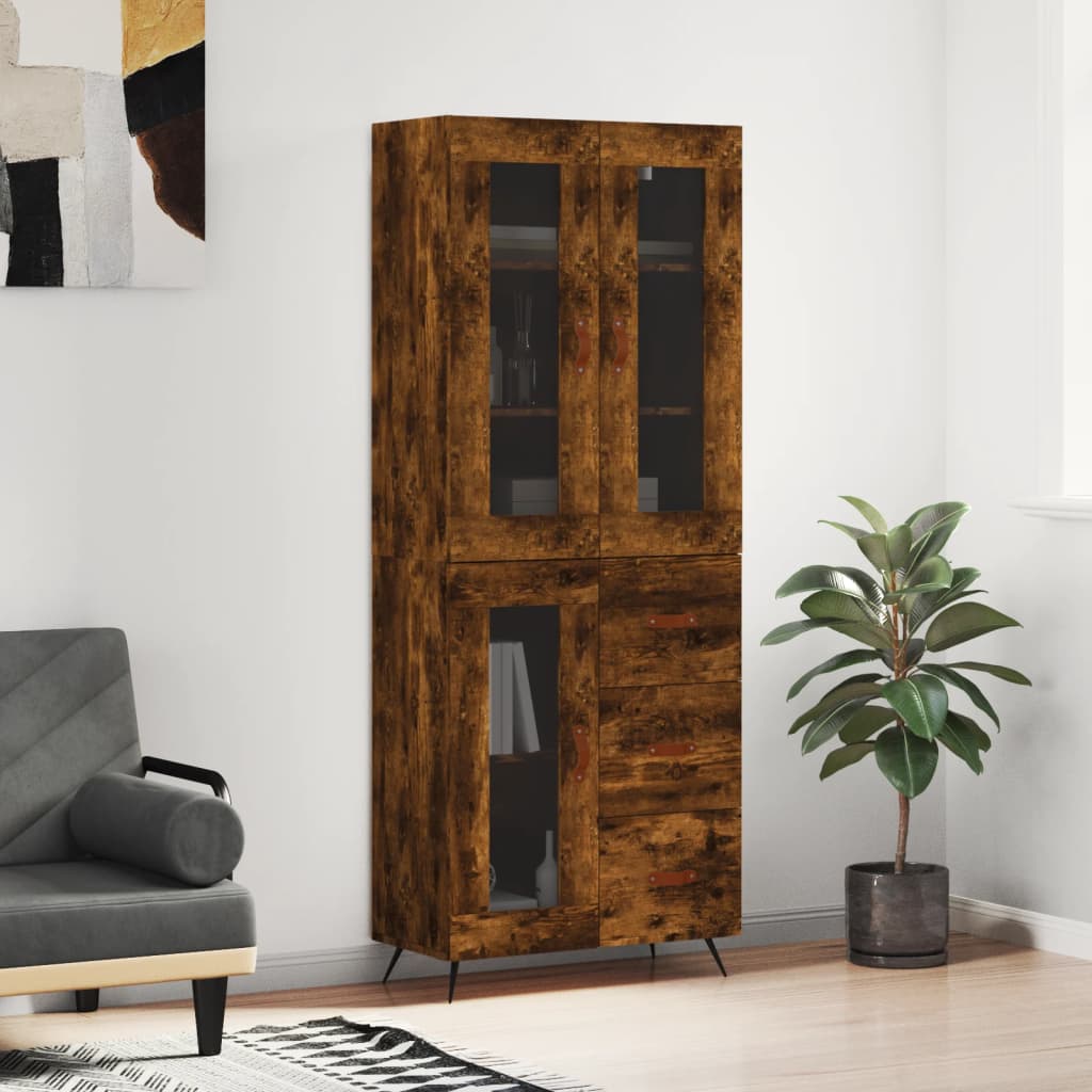 vidaXL Highboard Smoked Oak 69.5x34x180 cm Engineered Wood