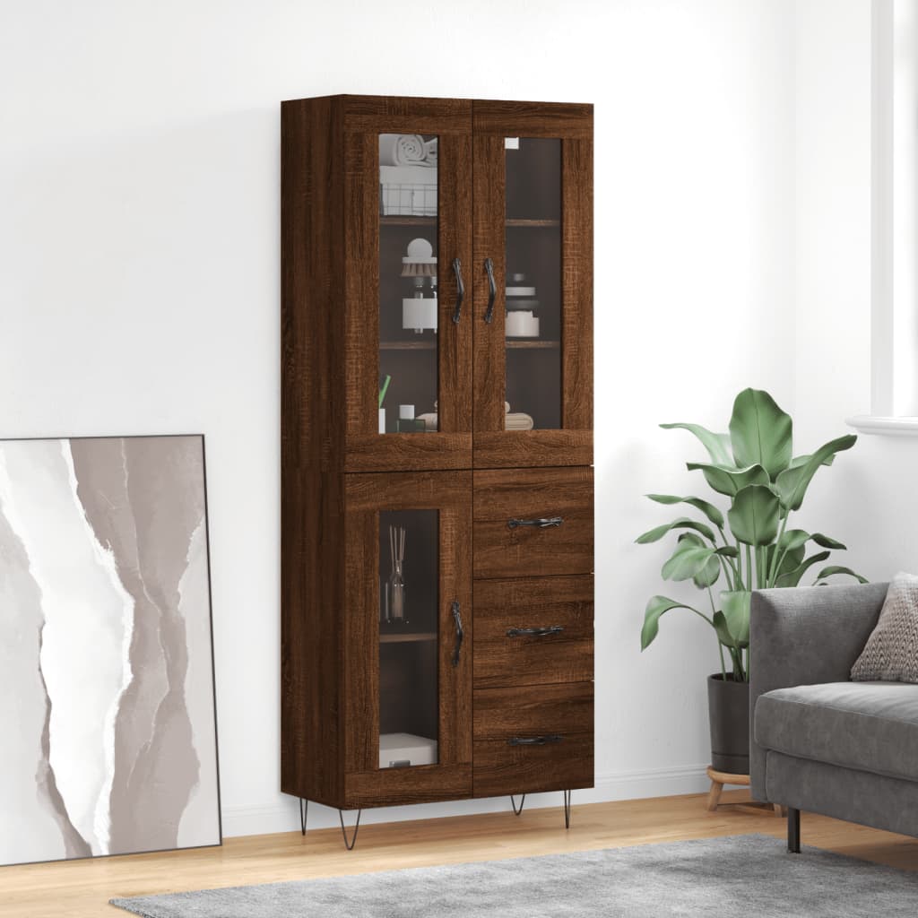 vidaXL Highboard Brown Oak 69.5x34x180 cm Engineered Wood