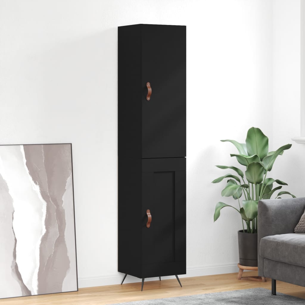 vidaXL Highboard Black 34.5x34x180 cm Engineered Wood