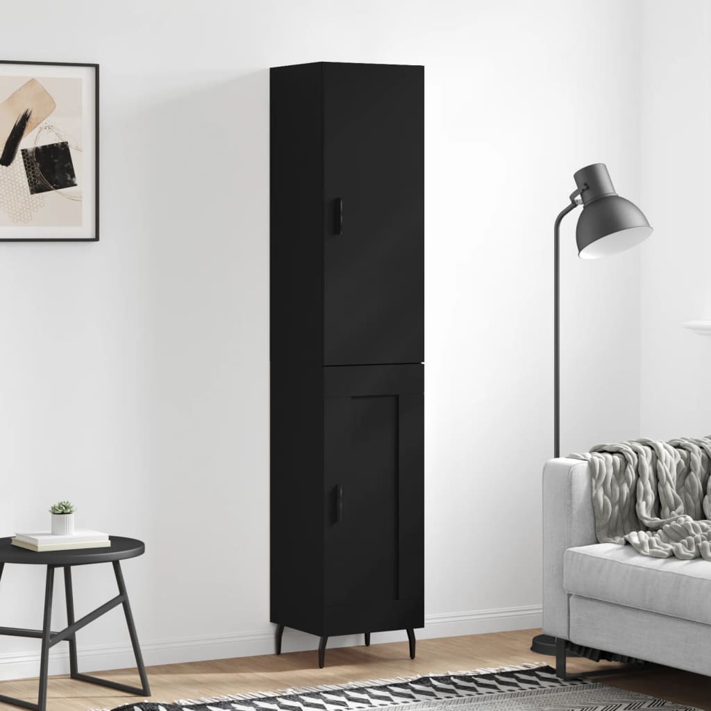 vidaXL Highboard Black 34.5x34x180 cm Engineered Wood