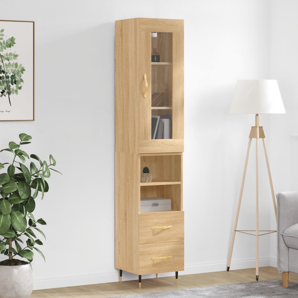 vidaXL Highboard Sonoma Oak 34.5x34x180 cm Engineered Wood