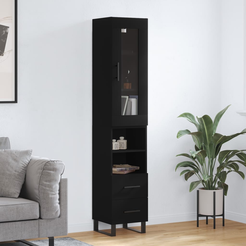 vidaXL Highboard Black 34.5x34x180 cm Engineered Wood