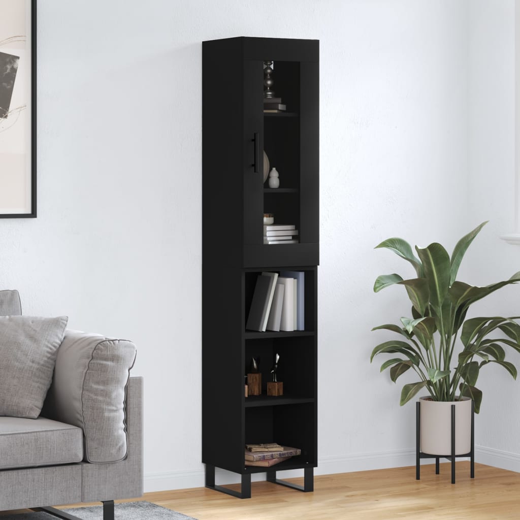 vidaXL Highboard Black 34.5x34x180 cm Engineered Wood
