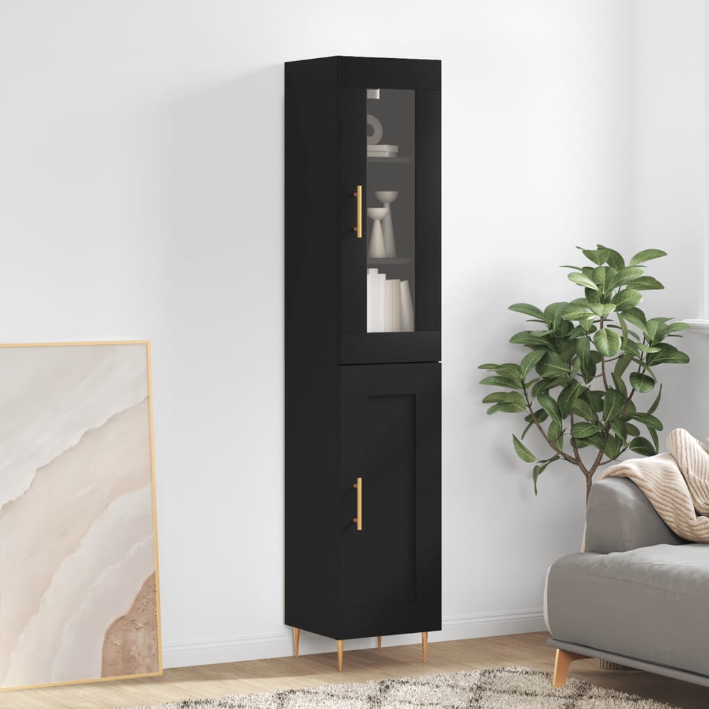 vidaXL Highboard Black 34.5x34x180 cm Engineered Wood