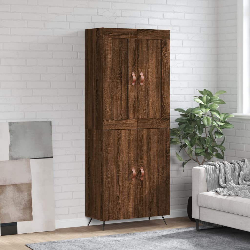 vidaXL Highboard Brown Oak 69.5x34x180 cm Engineered Wood