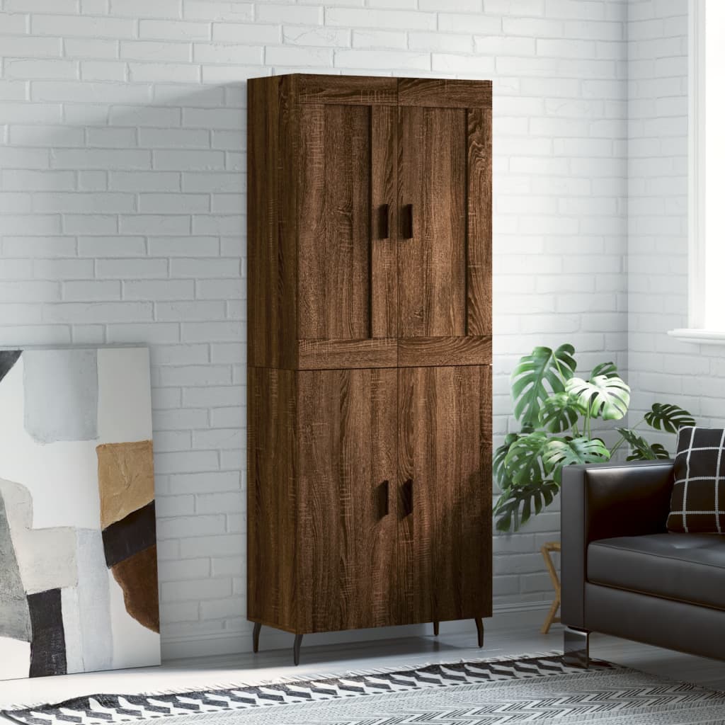 vidaXL Highboard Brown Oak 69.5x34x180 cm Engineered Wood