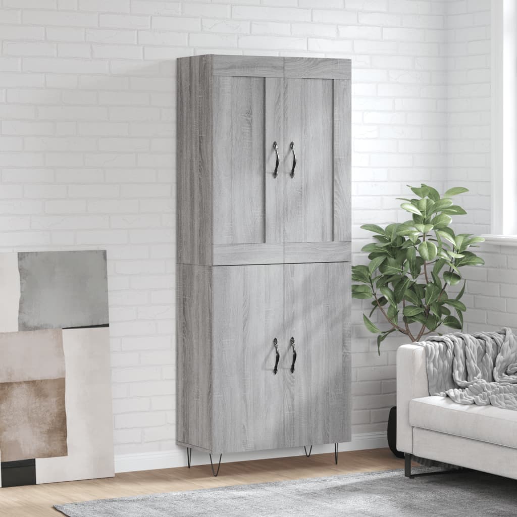 vidaXL Highboard Grey Sonoma 69.5x34x180 cm Engineered Wood