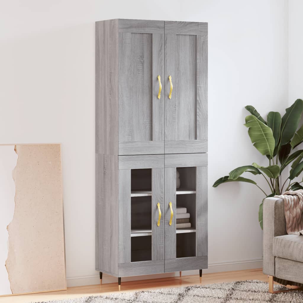 vidaXL Highboard Grey Sonoma 69.5x34x180 cm Engineered Wood