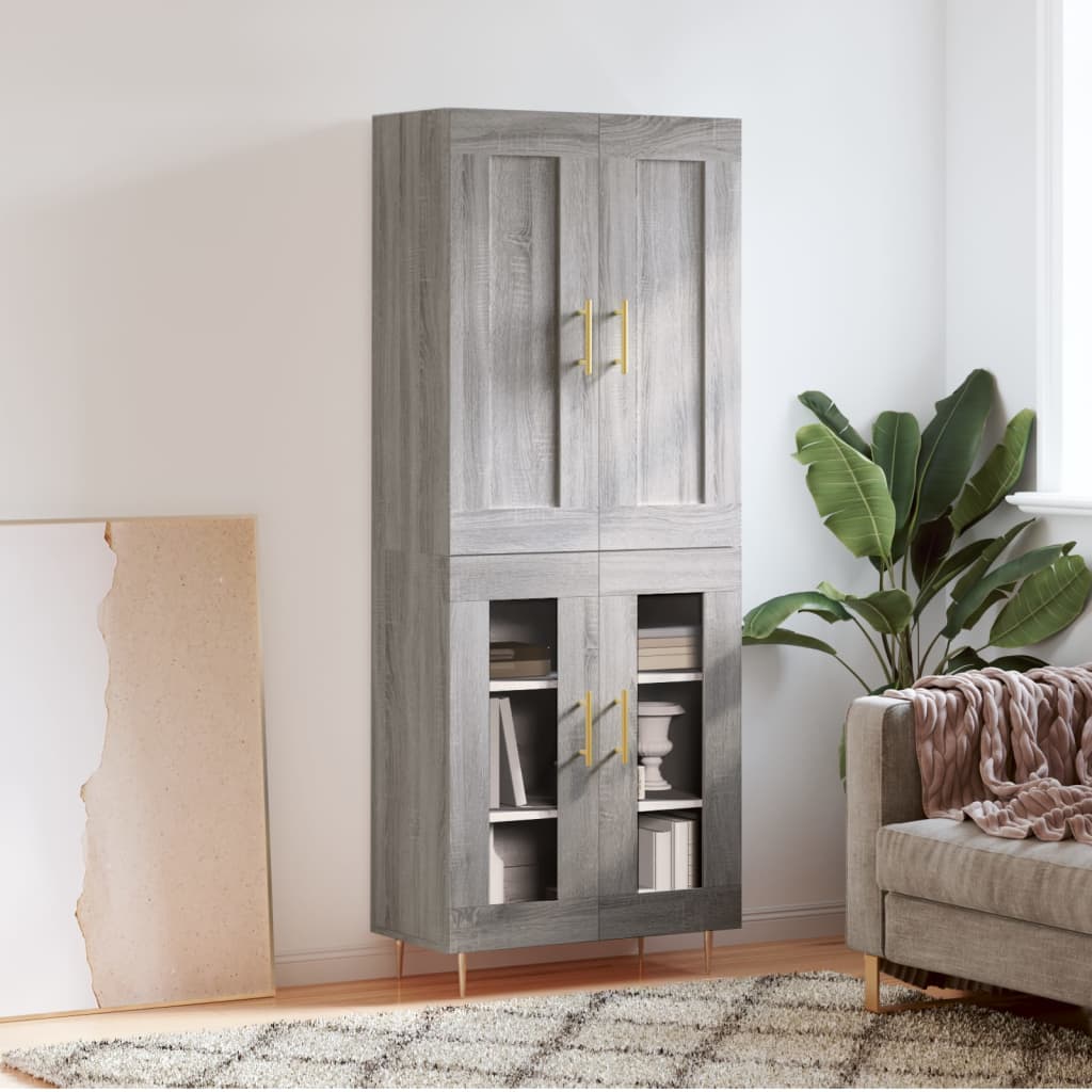 vidaXL Highboard Grey Sonoma 69.5x34x180 cm Engineered Wood