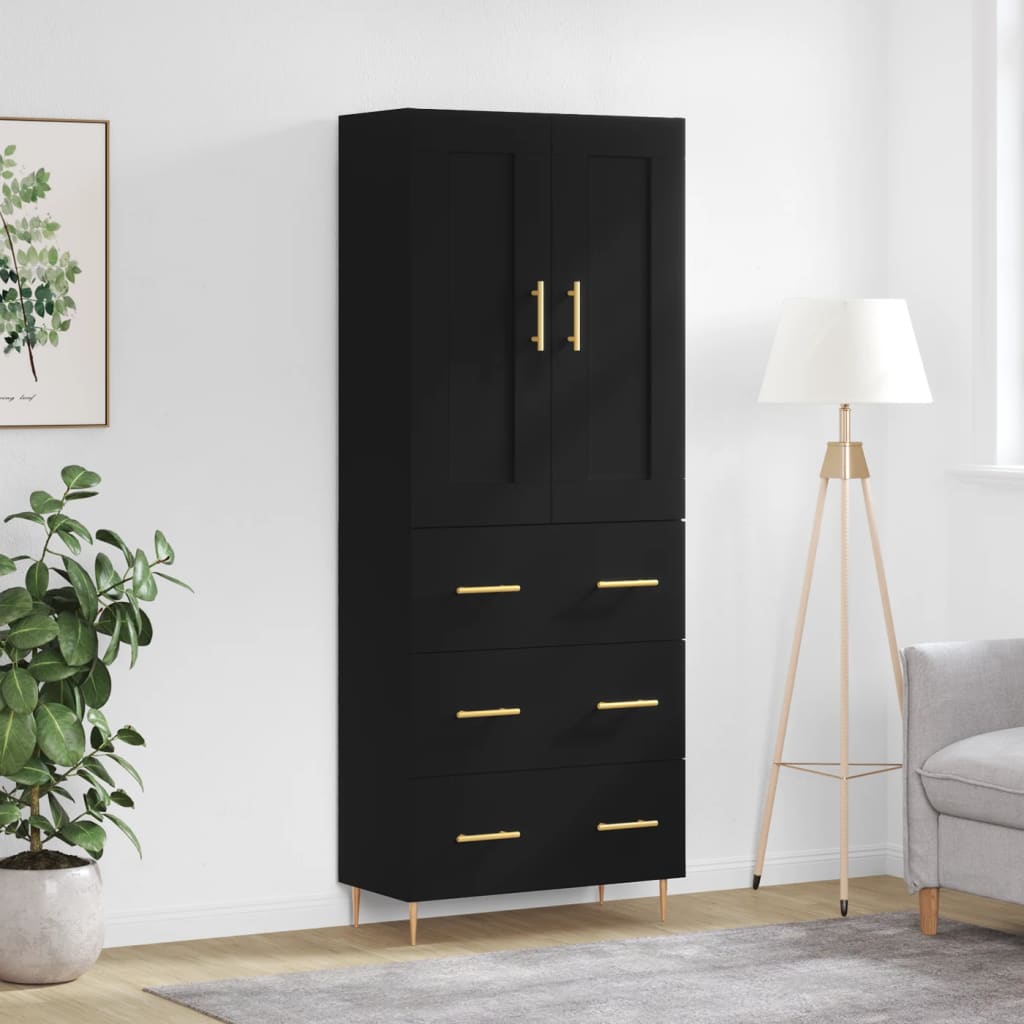 vidaXL Highboard Black 69.5x34x180 cm Engineered Wood