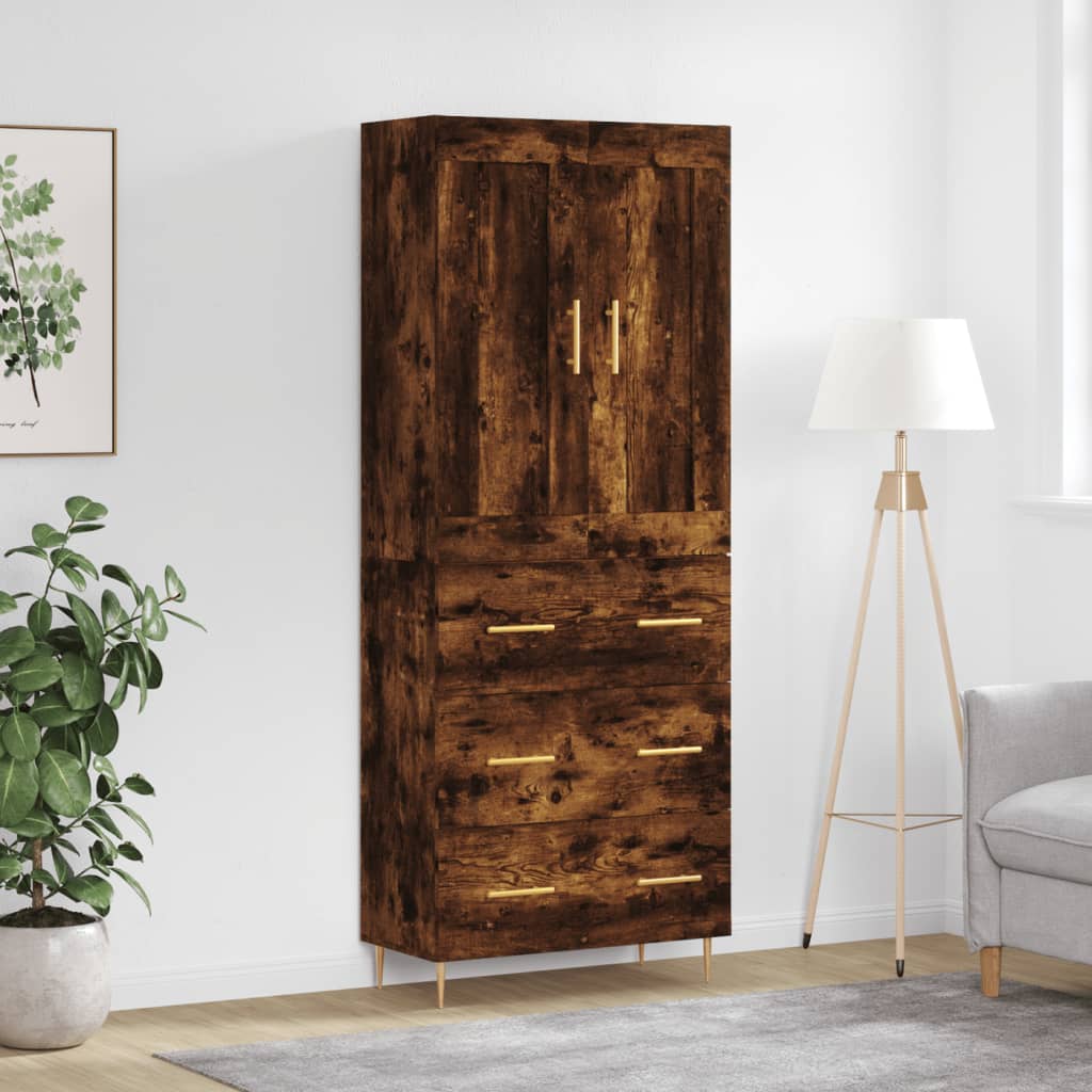 vidaXL Highboard Smoked Oak 69.5x34x180 cm Engineered Wood