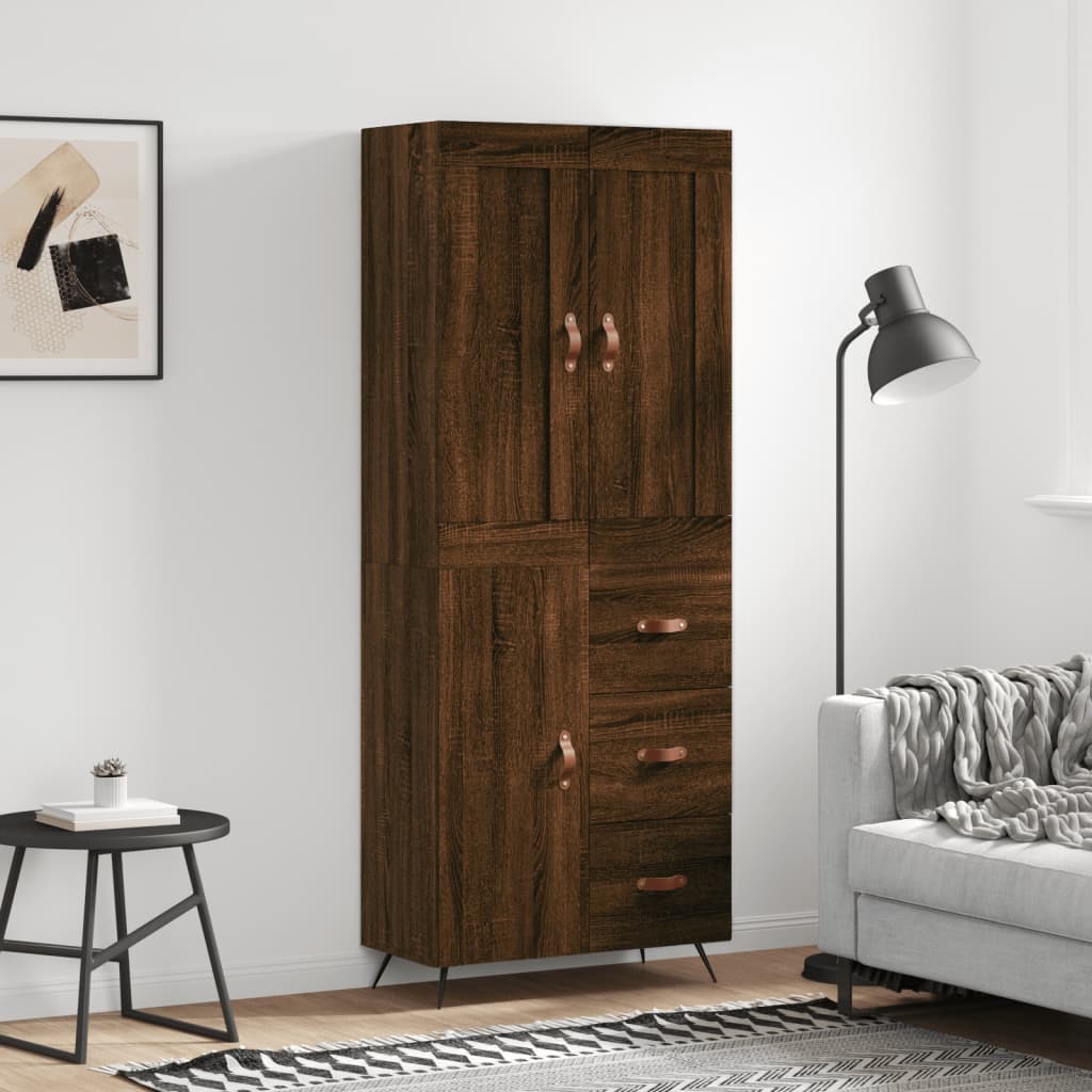 vidaXL Highboard Brown Oak 69.5x34x180 cm Engineered Wood