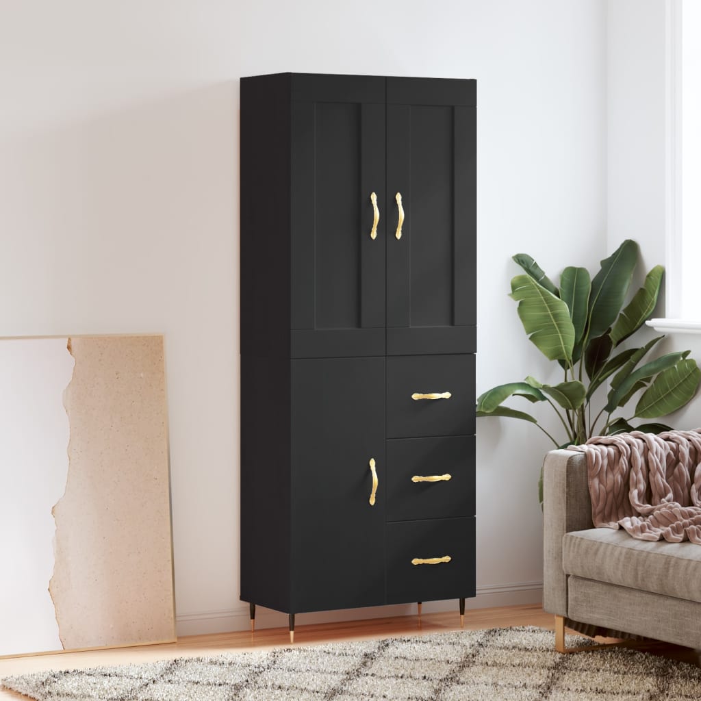 vidaXL Highboard Black 69.5x34x180 cm Engineered Wood