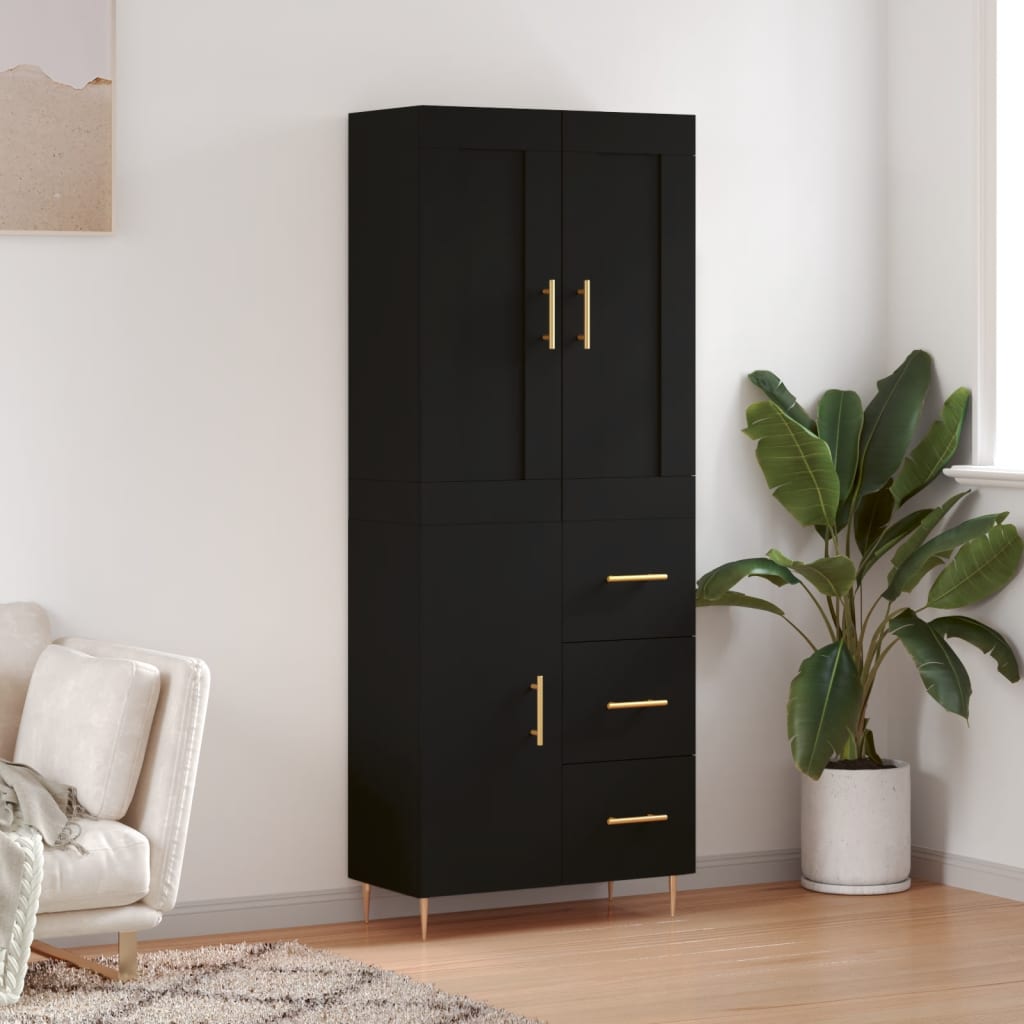 vidaXL Highboard Black 69.5x34x180 cm Engineered Wood