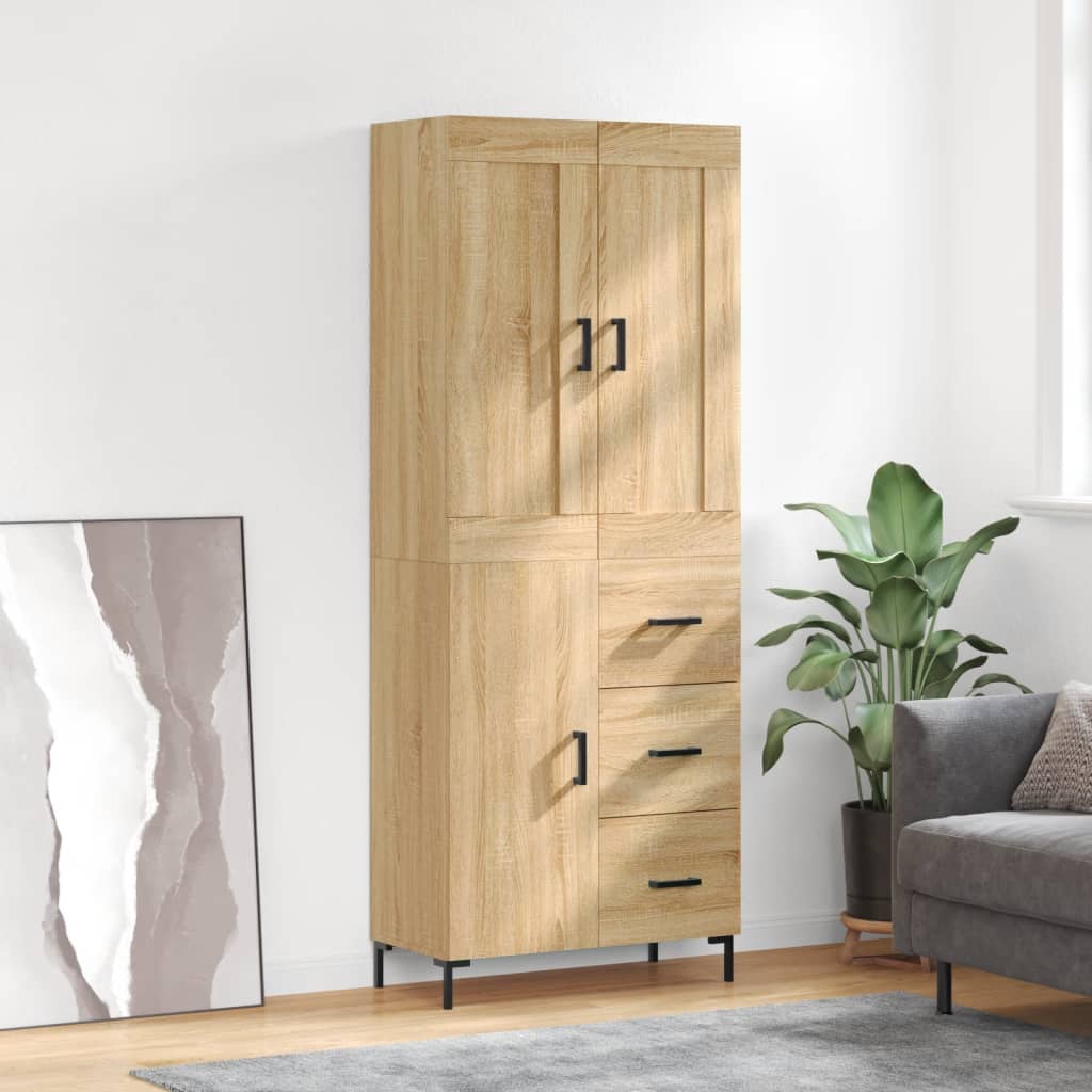 vidaXL Highboard Sonoma Oak 69.5x34x180 cm Engineered Wood