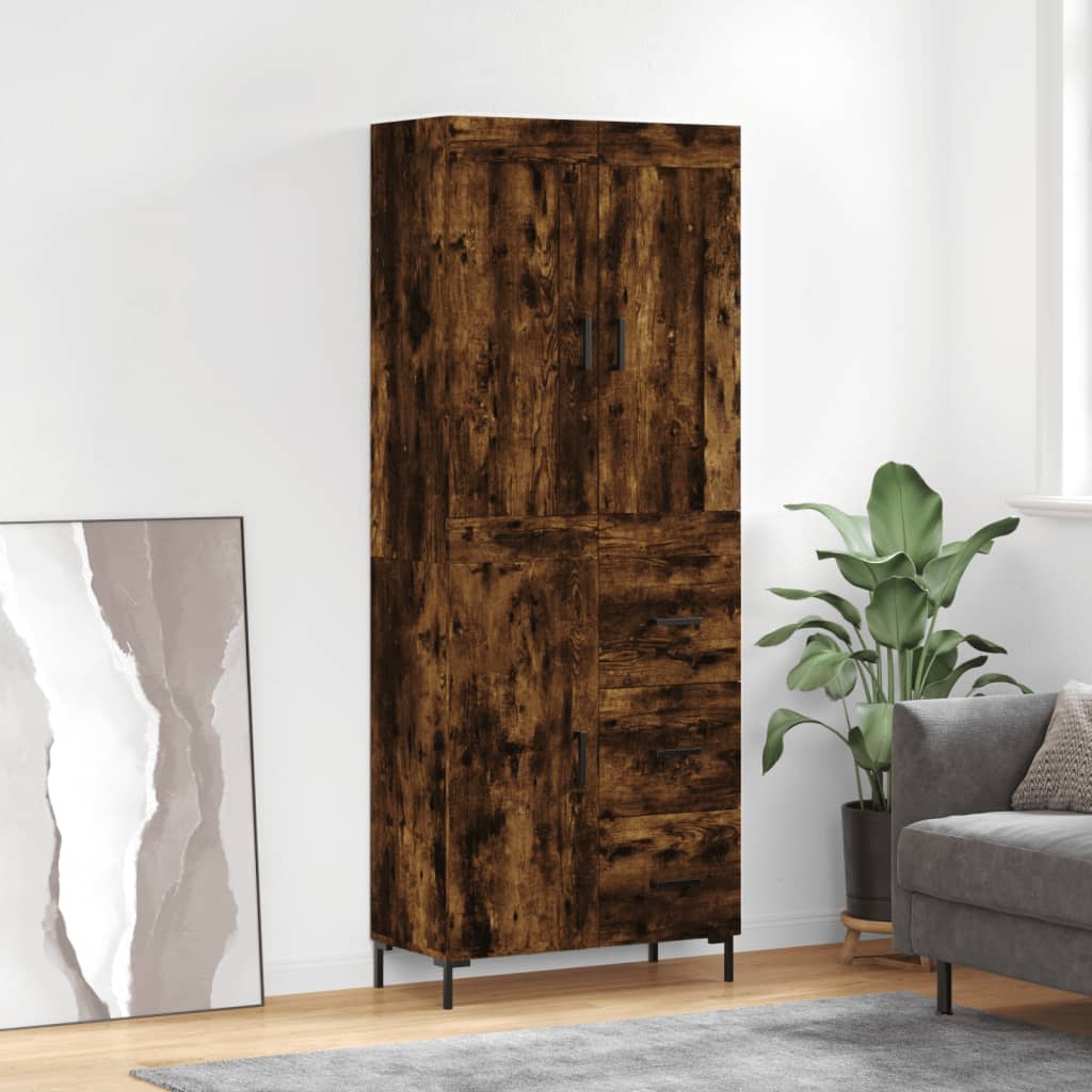 vidaXL Highboard Smoked Oak 69.5x34x180 cm Engineered Wood